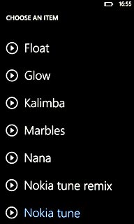 Once you've found a ring tone you like, press the required ring tone.