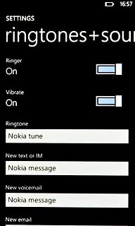 Press the indicator next to Vibrate.Depending on the current setting, vibration is turned on or off.