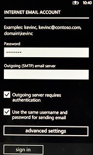 Press the field below Outgoing (SMTP) email server and key in mail.vodafone.ie