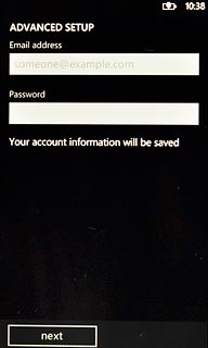 Press the field below Password and key in the password for your email account.