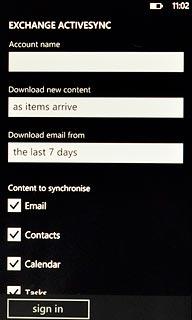 Press the field below Account name and key in a name for the email account.