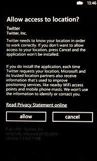 Press allow to confirm.Wait a moment while the application is installed.