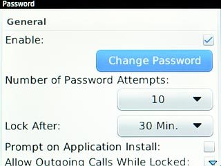 Scroll to Change Password and press the Navigation key.