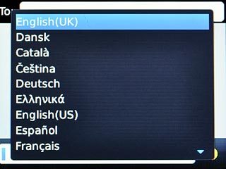 Highlight the required language and press the Navigation key.