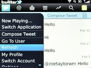 Scroll to Refresh and press the Navigation key.