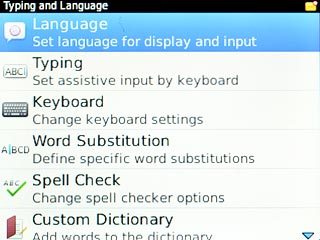 Scroll to Language and press the Navigation key.