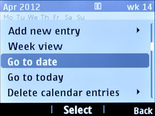 Scroll to Go to date and press the Navigation key.