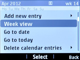 Scroll to Week view or Month view (depending on the current setting) and press the Navigation key.