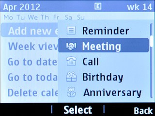 Highlight the required appointment type and press the Navigation key.Key in a subject for the appointment.Follow the instructions on the display to key in further information.