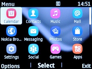 Scroll to Calendar and press the Navigation key.