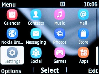 Scroll to Settings and press the Navigation key.