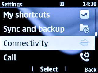 Scroll to Connectivity and press the Navigation key.