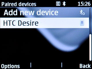 Highlight the required Bluetooth device and press the Navigation key.