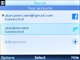 Scroll to Twitter and press the Navigation key.
