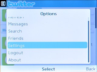 Scroll to Settings and press the Navigation key.Follow the instructions on the display to select settings.
