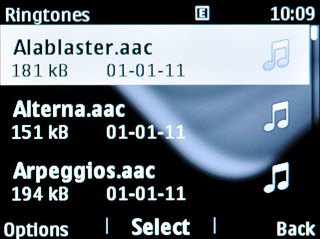 Highlight the different ring tones and wait a moment to hear it.