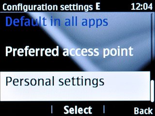 Scroll to Personal settings and press the Navigation key.
