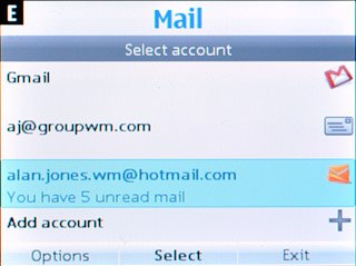Highlight the required email account and press Options.