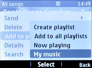 Highlight the required playlist and press the Navigation key.Repeat for all required audio files.