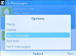 Scroll to New message and press the Navigation key.