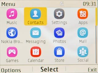 Scroll to Contacts and press the Navigation key.