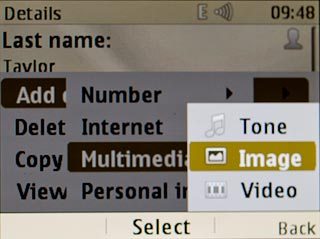 Scroll to Image and press the Navigation key.