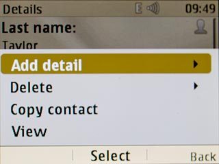 Scroll to Add detail and press the Navigation key.
