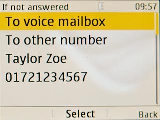 Scroll to To voice mailbox and press the Navigation key.
