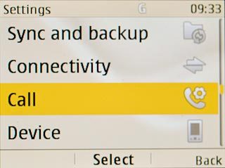Scroll to Call and press the Navigation key.
