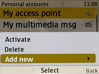 Scroll to Add new and press the Navigation key.