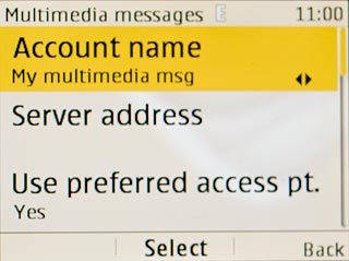 Scroll to Account name and press the Navigation key.