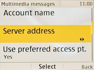 Scroll to Server address and press the Navigation key.