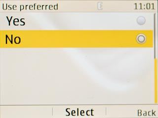 Scroll to No and press the Navigation key.