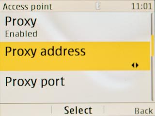 Scroll to Proxy address and press the Navigation key.