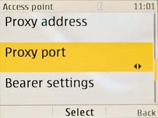 Scroll to Proxy port and press the Navigation key.