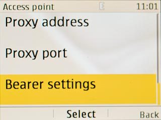 Scroll to Bearer settings and press the Navigation key.