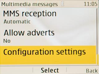 Scroll to Configuration settings and press the Navigation key.