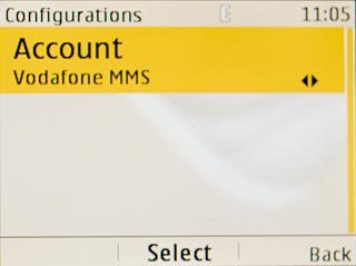 Scroll to Account and press the Navigation key.