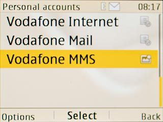 Scroll to Vodafone MMS and press Options.