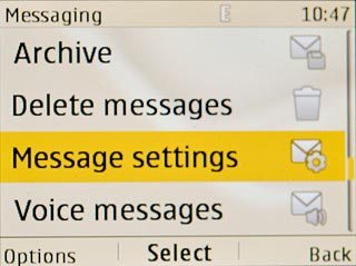 Scroll to Message settings and press the Navigation key.