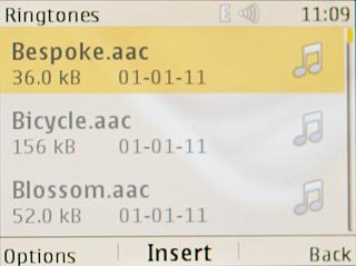 Highlight the required audio file and press the Navigation key.