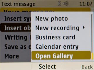 Scroll to Open Gallery and press the Navigation key.