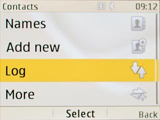 Scroll to Log and press the Navigation key.