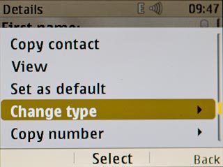 Scroll to Change type and press the Navigation key.