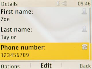 Scroll to Phone number and press Options.