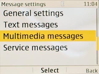 Scroll to Multimedia messages and press the Navigation key.