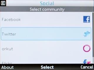 Scroll to Twitter and press the Navigation key.