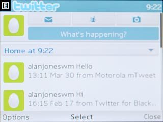 Scroll to What's happening? and press the Navigation key.