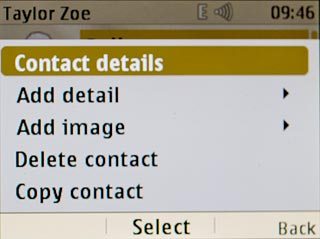 Scroll to Contact details and press the Navigation key.
