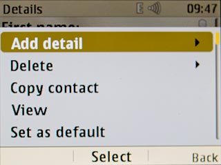 Scroll to Add detail and press the Navigation key.